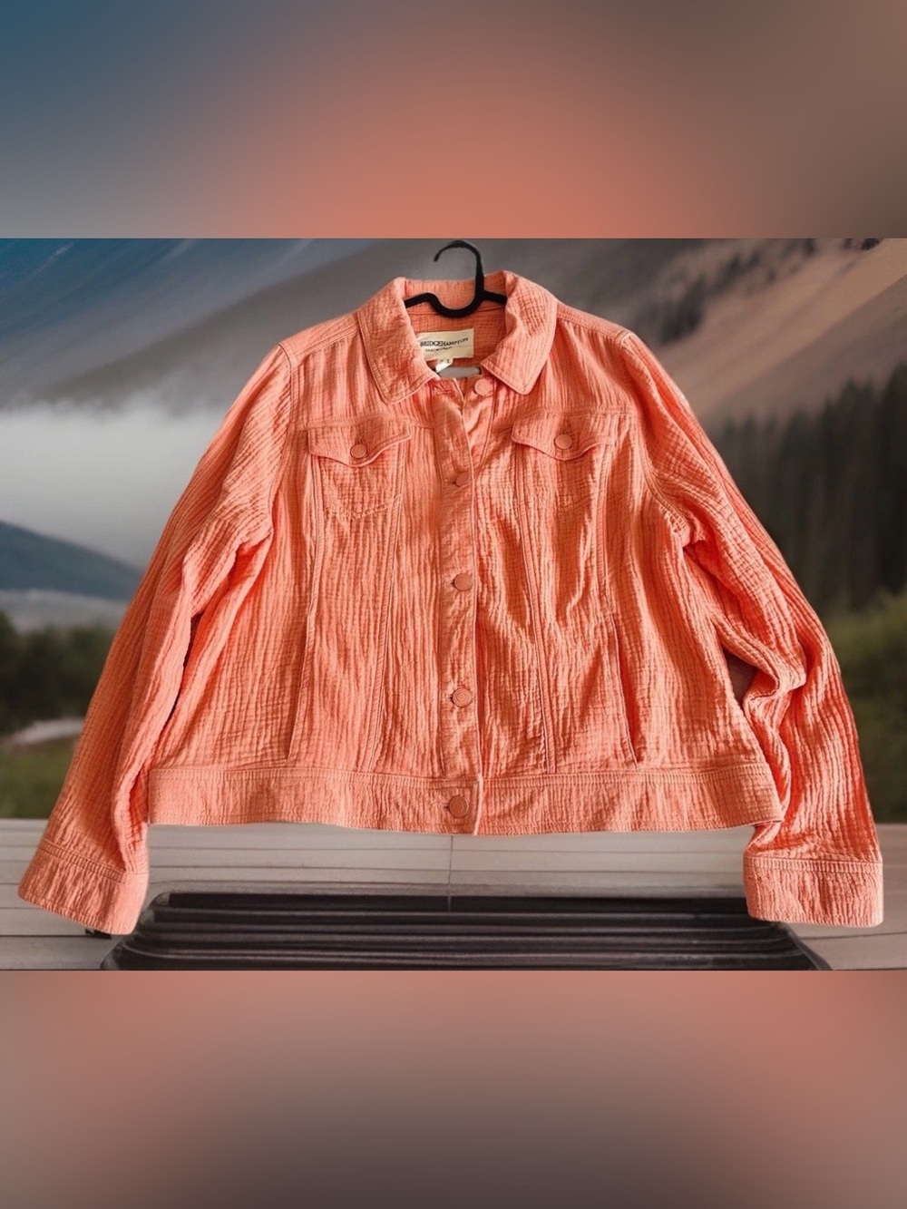 Bridge Hampton Isaac Mizrahi Live Button Up Cotton Gauze Jacket Women's M Chic